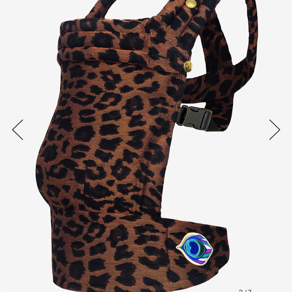 Leopard Print Kids Carrier with Peacock Accent